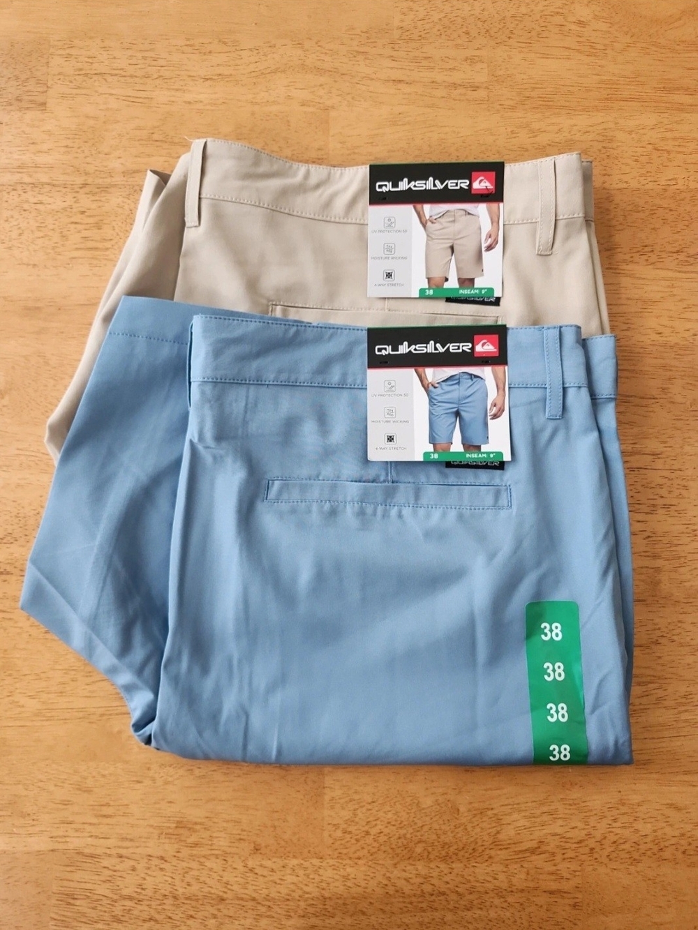 Lot of 2 Quiksilver Men's 4-Way Stretch 9" Inseam Short- Size 38